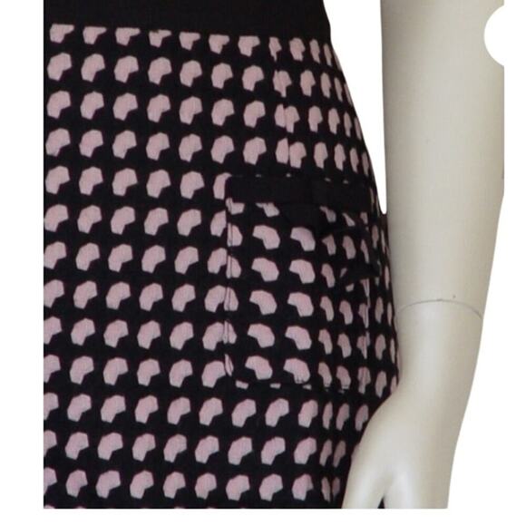 Milly NY Pink Black Wool Houndstooth Gingham Trim Pencil Skirt Sz 6 - Picture 3 of 6